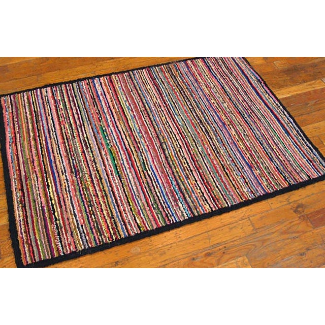 Pair of American hooked rug, size: 2'7" x 3'9". Antique American Hooked Allover Geometric Rug, Circa Date: 1920s. This...
