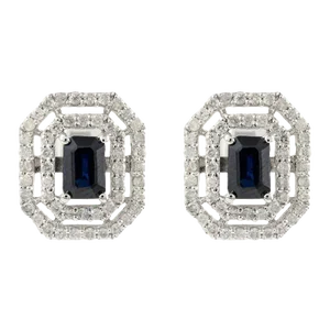 Sapphire Gemstone 14k Gold Stud Earrings - 2 Pieces