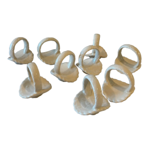 Set of 9 Vintage White Ceramic Basket Napkin Rings