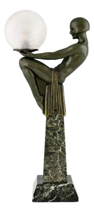 French Art Deco Table Lamp by Max Le Verrier, 1925