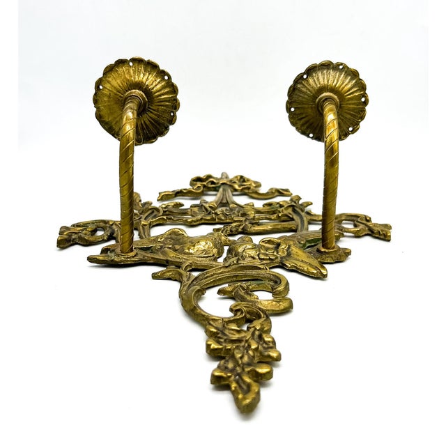 Pair of Vintage Cast Brass Lovebird Wall Candle Sconces – Hollywood Regency / French Country For Sale - Image 10 of 15