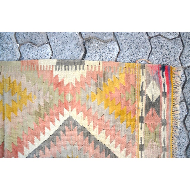 1960s Naturel Wool Area Kilim Rug For Sale - Image 9 of 11