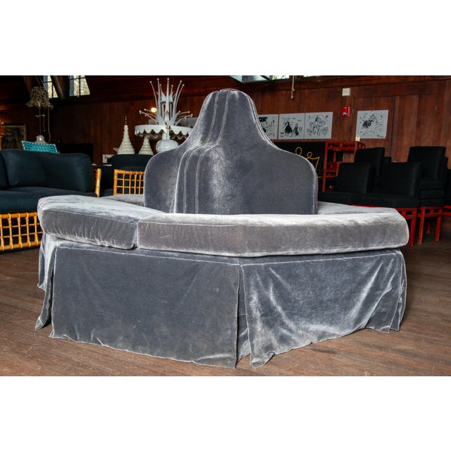 Century Furniture Dark Grey Velvet Bourne, Round Sofa For Sale - Image 4 of 12