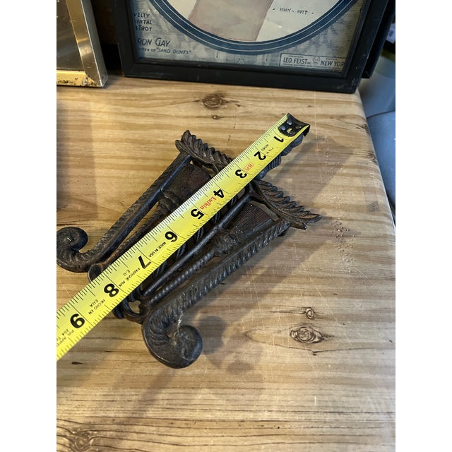 1970s Vintage Small Detailed Cast Iron Trivet For Sale - Image 5 of 5