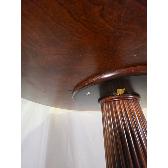 Theodore Alexander Geometric Inlaid Wood Round Pedestal Dining/Entry Table For Sale - Image 16 of 17