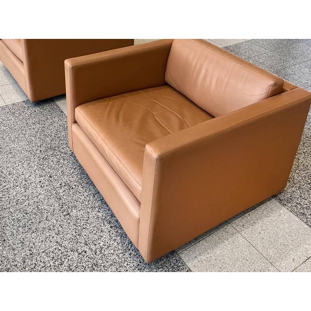 Animal Skin Midcentury Modern Caramel Club Chairs by Charles Pfister for Knoll - A Pair For Sale - Image 7 of 14