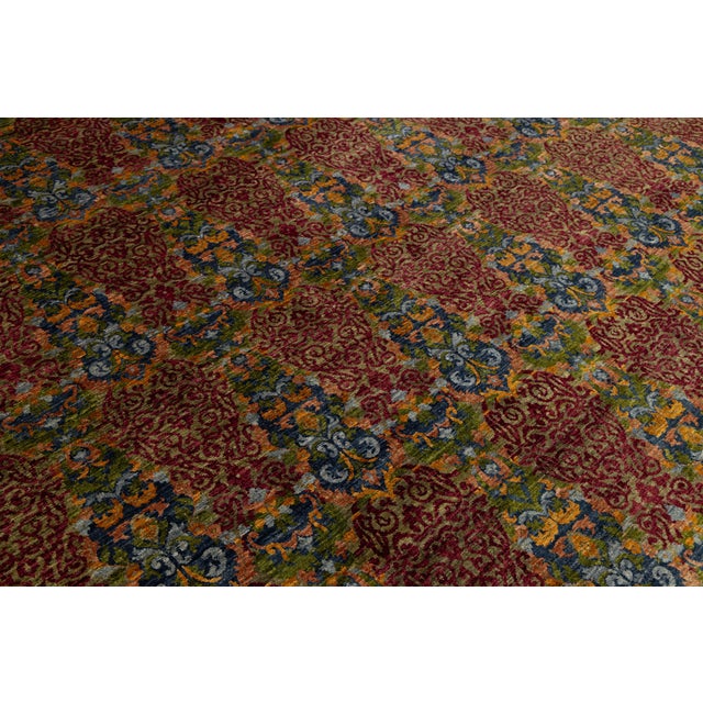 Brick Red Hand-Knotted Modern Bidjar Style Wool Area Rug Intricate Crimson & Ochre Damask For Sale - Image 8 of 10