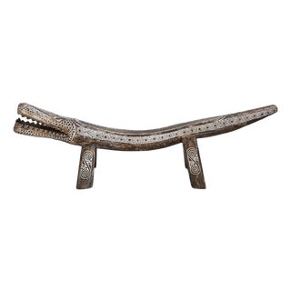 Wood Carved Crocodile Log Bench For Sale
