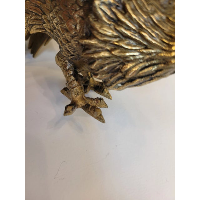 Mid-Century Brass Fighting Rooster- a Pair For Sale - Image 9 of 11