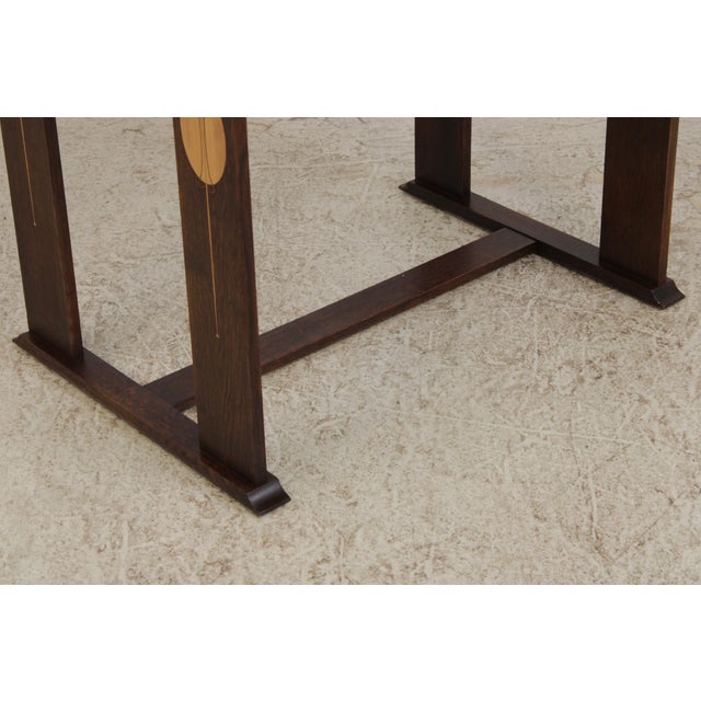 Brown Stickley Harvey Ellis Inlaid Arts & Crafts Oak Desk For Sale - Image 8 of 17