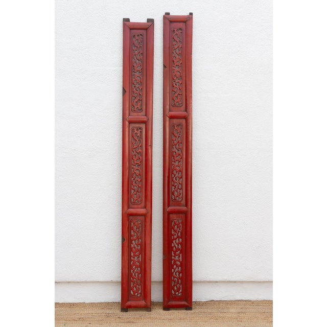 Red Set of 2, Long & Slim Chinese Dragon Panel For Sale - Image 8 of 9