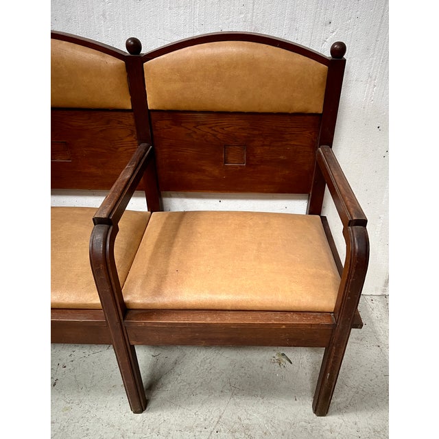 Brown Art Deco 2-Seater Bench in Mahogany, 20th Century For Sale - Image 8 of 13