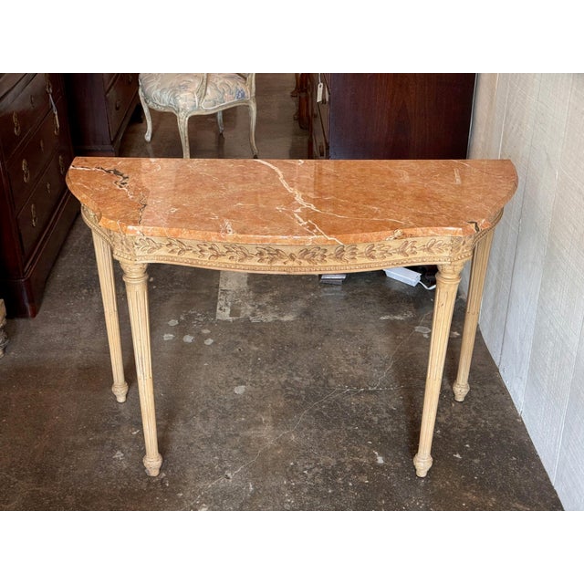 Italian Mid 20th Century Italian Louis XVI Style Console With Rouge Marble Top For Sale - Image 3 of 13