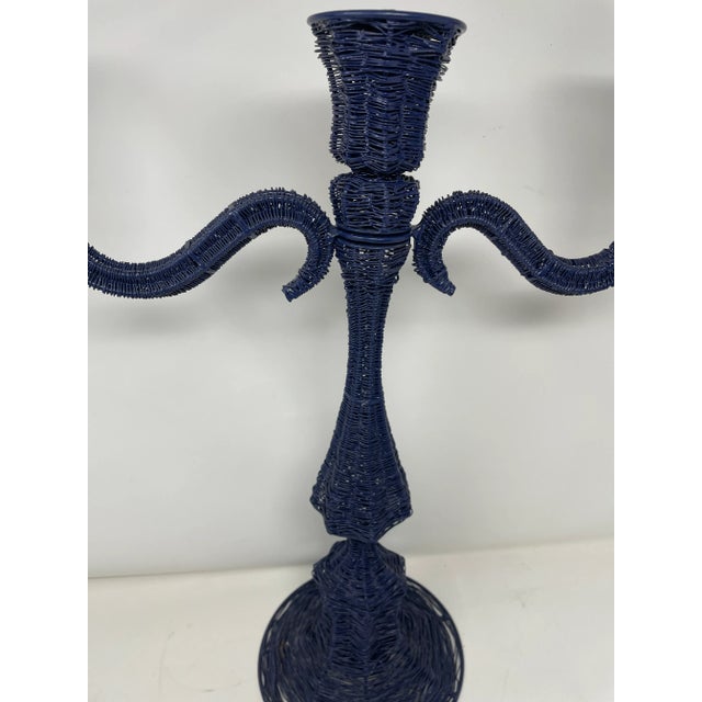1970s Tall Wire Candelabra Royal Blue 19" For Sale - Image 5 of 12