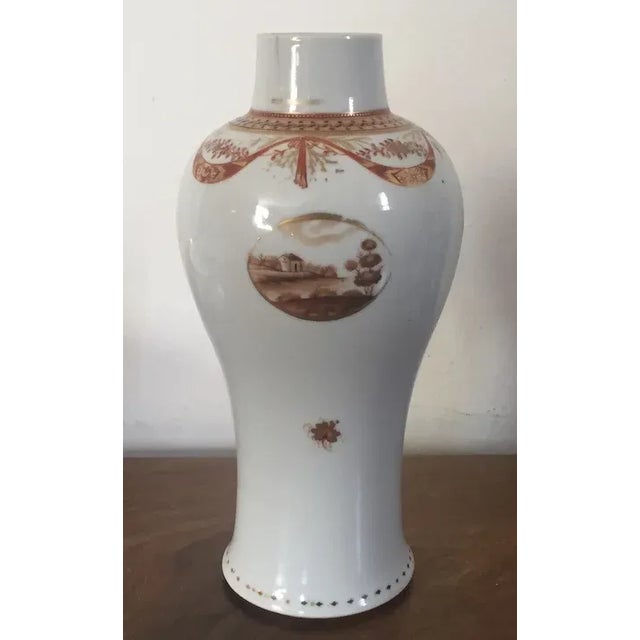Ceramic Antique 18th Century Chinese Export Porcelain Baluster Shape Vase For Sale - Image 7 of 13