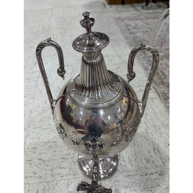 1920s Rare Antique Victorian Figural Footed Urn Samovar Coffee Tea Server 21in For Sale - Image 5 of 12