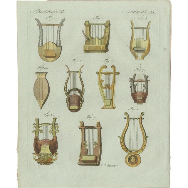 Bertuch, Ancient Greek and Roman Lyres, 1802, Engraving For Sale - Image 11 of 11