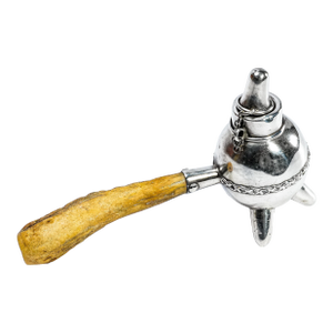 Stately Antique Cigar Lighter Antler Handle Sterling Silver Tobacciana