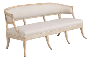 19th C. Swedish Gustavian Painted Barrel Back Sofa Bench With Splayed Legs
