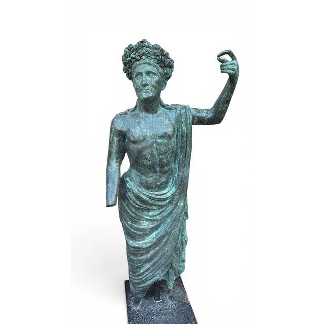 Greco-Roman Style Monumental Bronze Emperor Sculpture, Italy, 1980s For Sale - Image 4 of 5