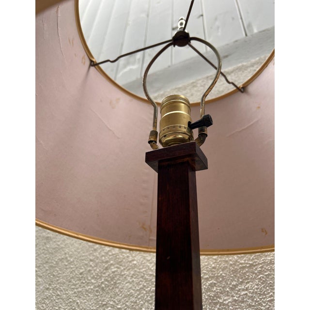 Antique Wooden Adjustable Sawtooth Table Lamp With Shade For Sale - Image 14 of 15