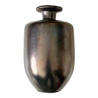 Metallic Bronze Finish Modern Contemporary Ceramic Bottle Vase For Sale