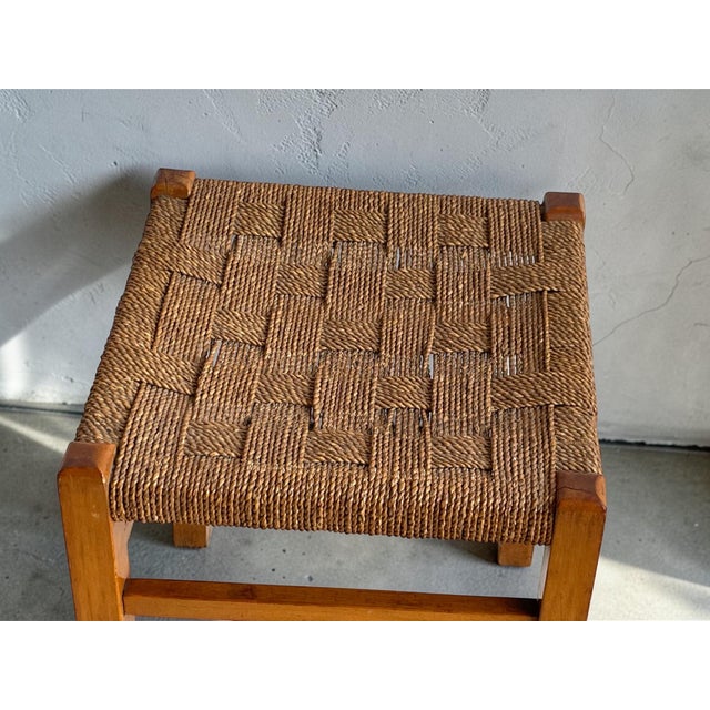 Scandinavian Modern Stool with Woven Sisal Cord Seat, 1960s For Sale - Image 6 of 9