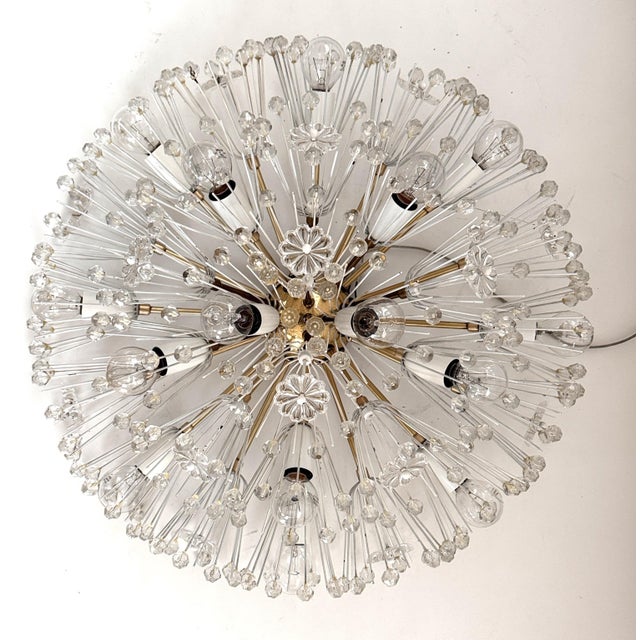 Rupert Nikoll Large Brass and Glass Snowflake Sputnik Starburst Flush Mount from Rupert Nikoll, 1970s For Sale - Image 4 of 18