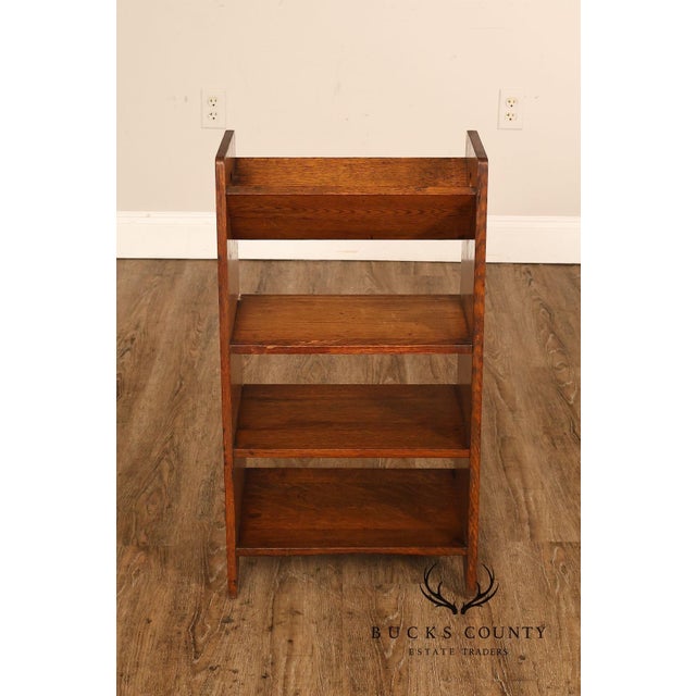 Brown Antique Arts And Crafts Book Trough Magazine Stand For Sale - Image 8 of 18