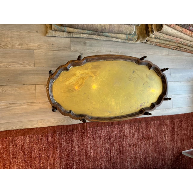 Late 20th Century Vintage Brass-Top Coffee/Accent Table Moroccan-Esque For Sale - Image 5 of 9