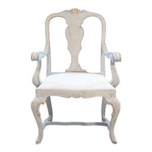 Venetian 1810s Rococo Style Painted Wood Armchair with Parcel-Gilt Accents