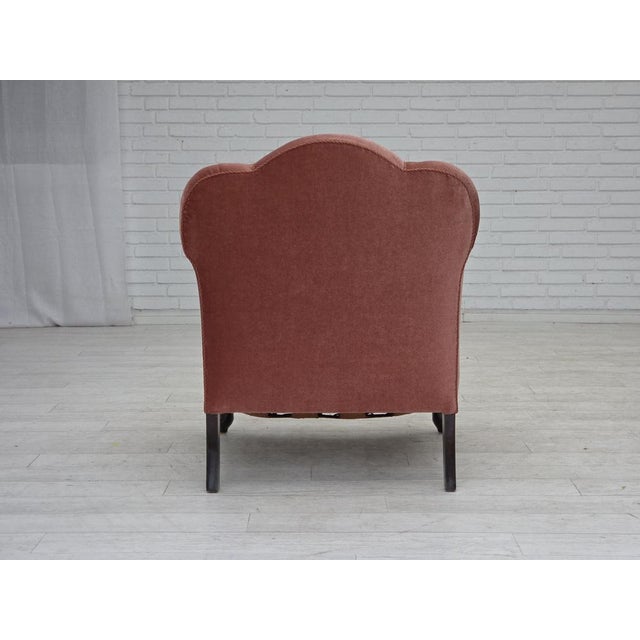 Danish Armchair in Velour and Oak, 1950s For Sale - Image 10 of 18