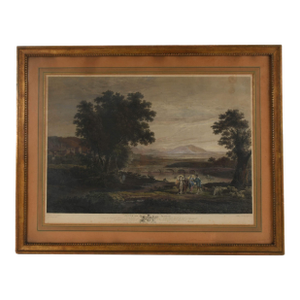 Framed Antique Engraving of Jacob and Laban