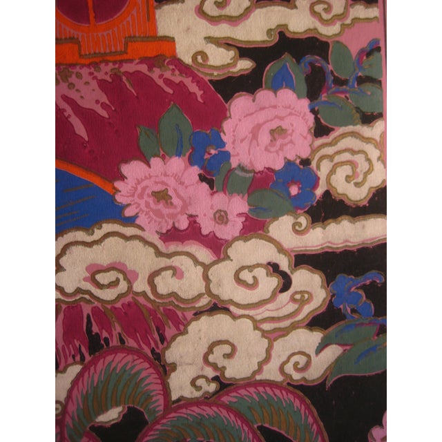 Hand Painted French Japonism Style Wall Paper 66 Feet For Sale - Image 9 of 13