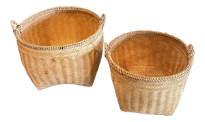 Vintage Texture Weave Bamboo Stacking Baskets 2