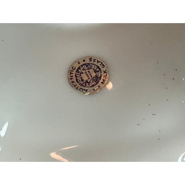 1950s Mid 20th Century Footed Round Bowl Old Quilt Pattern Milk Glass by Westmoreland For Sale - Image 5 of 7