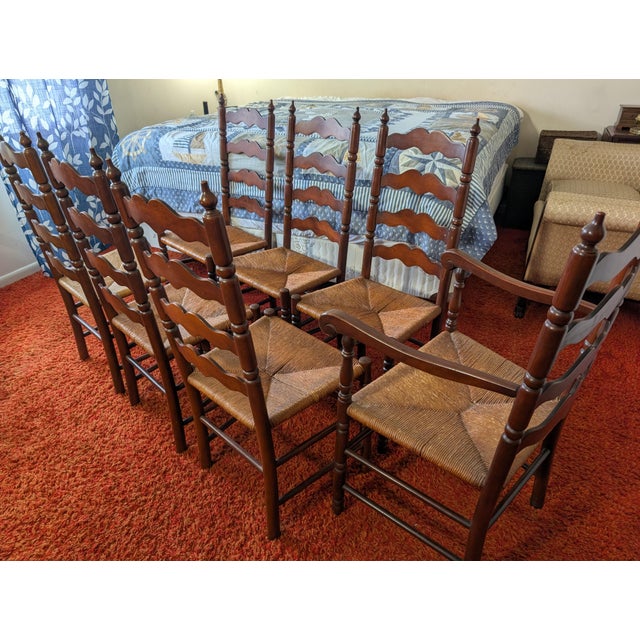 Vintage Tell City Chair Company Rush-Seat Dining Chairs Set of 7 For Sale - Image 12 of 16