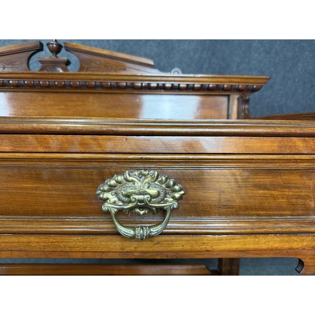 19th Century Solid Walnut Two Tier Server For Sale - Image 10 of 15