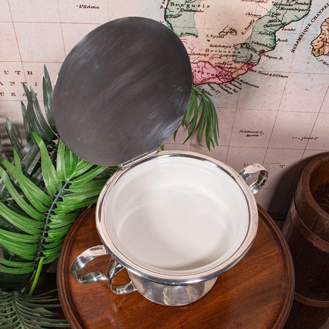 Dark Green Antique Food Warmer, English Ceramic, Silver Plate, Chafing Heat Dish, Edwardian For Sale - Image 8 of 12