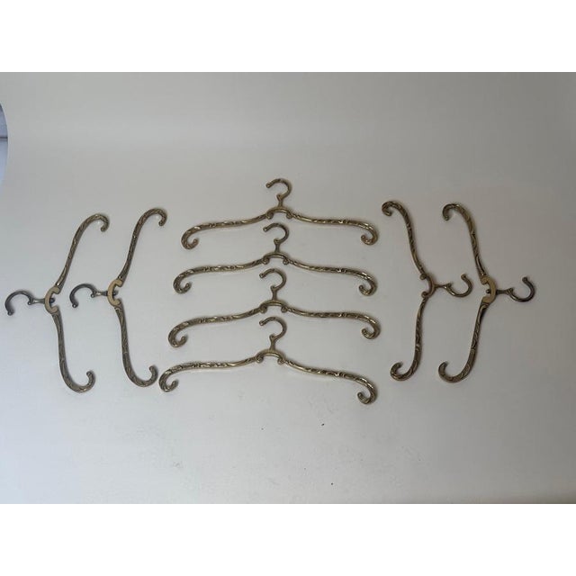 Hollywood Regency Brass Hangers, 1970, Set of 8 For Sale - Image 4 of 12