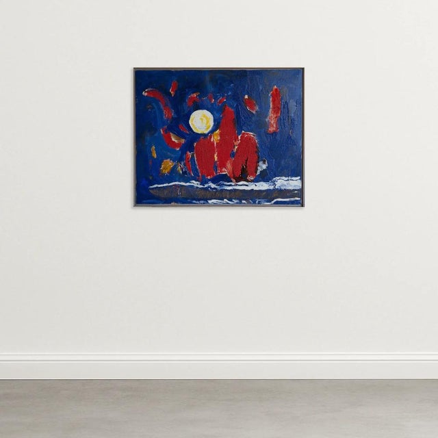 Isabel Serrahima’s commanding abstract oil captures the enigmatic beauty of a moonlit seascape through an emotionally...