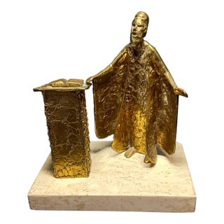 Late 20th Century Nancy Schon "The Cantor" #5/18 Judaica Bronze World Famous Sculptor For Sale