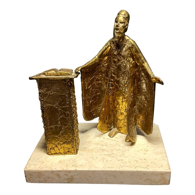 Late 20th Century Nancy Schon "The Cantor" #5/18 Judaica Bronze World Famous Sculptor For Sale