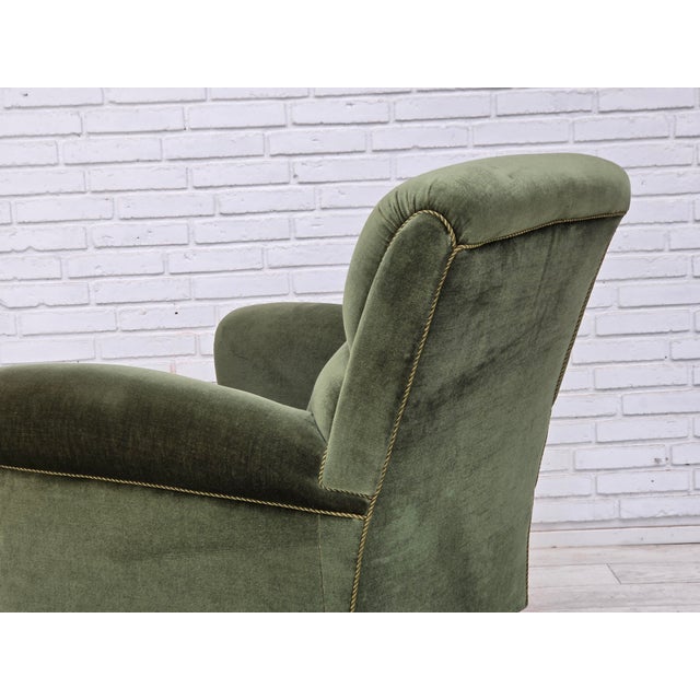 Vintage Danish Highback Relax Chair in Furniture Velour and Beech, 1950s For Sale - Image 4 of 18