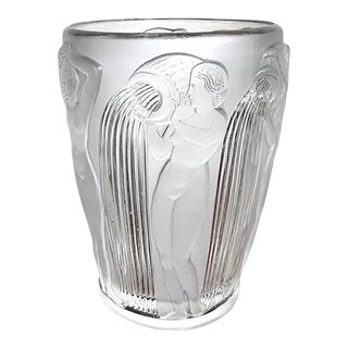 René Lalique Danaides Glass Vase, France, 1926, Art Deco Antique Clear Crystal For Sale