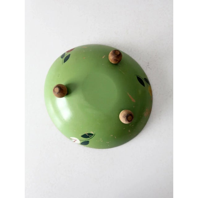 Mid 20th Century Vintage Hand-Painted Footed Wood Bowl For Sale - Image 5 of 9