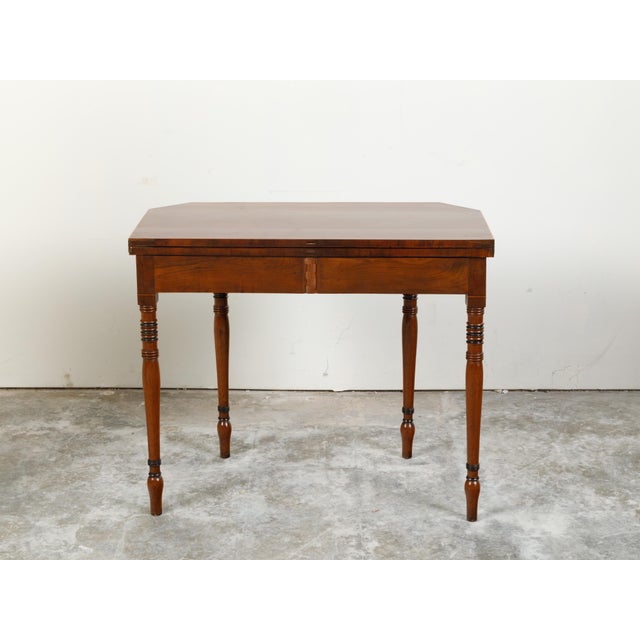 Brown English Regency 1820s Lift Top Console Table with Turned Legs and Arrow Feet For Sale - Image 8 of 12