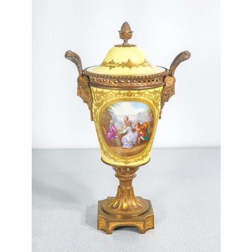 Hand-Painted Vases with Bronzes from Sèvres, 1800s, Set of 2 For Sale - Image 13 of 18