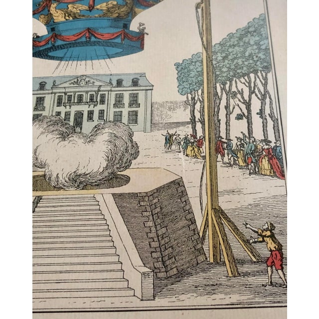 Vintage 1956 Offset Color Lithograph of Montgolfieres French Balloon Print, Framed For Sale - Image 4 of 8