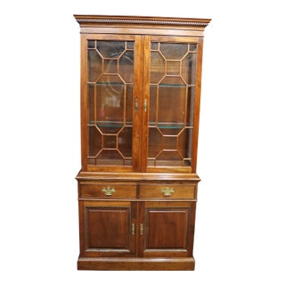 Stickley Cherry Two-Piece China Cabinet With Glass Doors For Sale